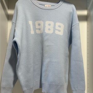 Stella Tweed Light Blue 1989 Crew Neck Sweater